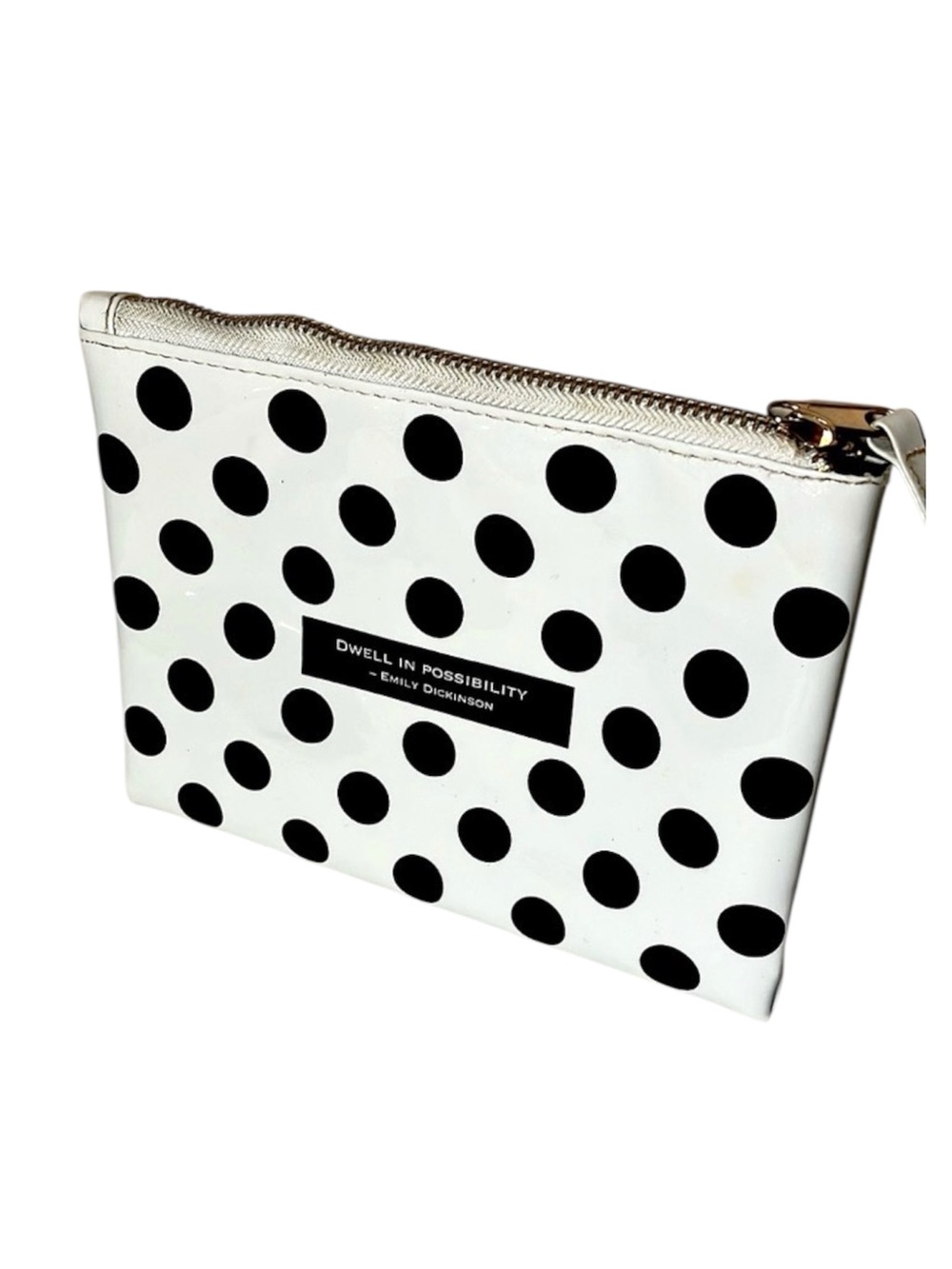 Indigo case cosmetic bag pencil case vinyl makeup travel Black White polka dot